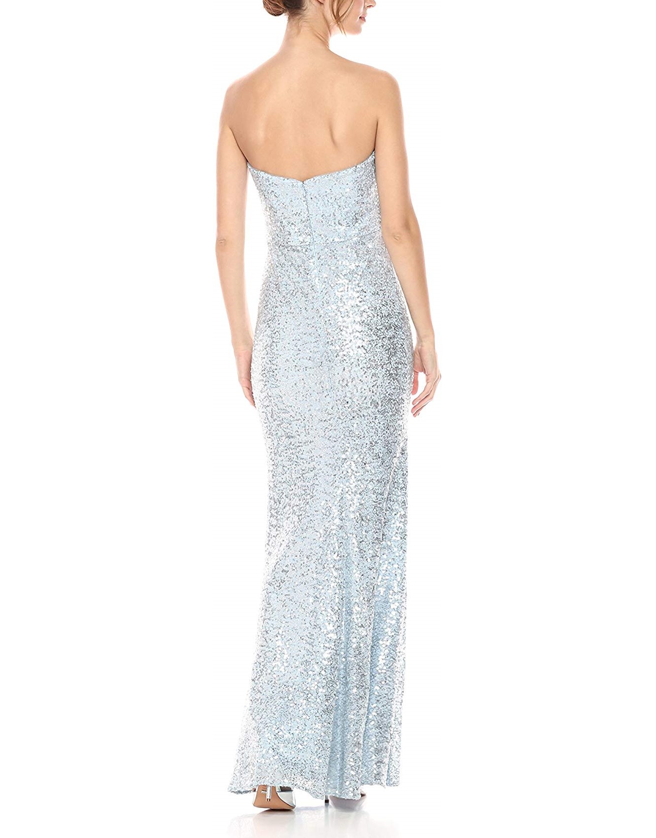 Strapless Bustier Sequined Side-Ruching Gown - Ice Blue (BM)