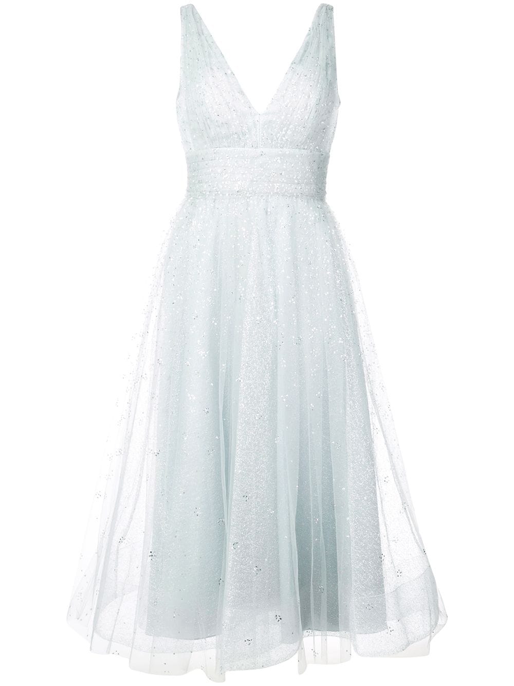 Glitter Tulle Midi Gown - Silver White (MN)