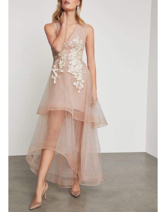 Metallic Applique Organza Gown Rose Gold BG