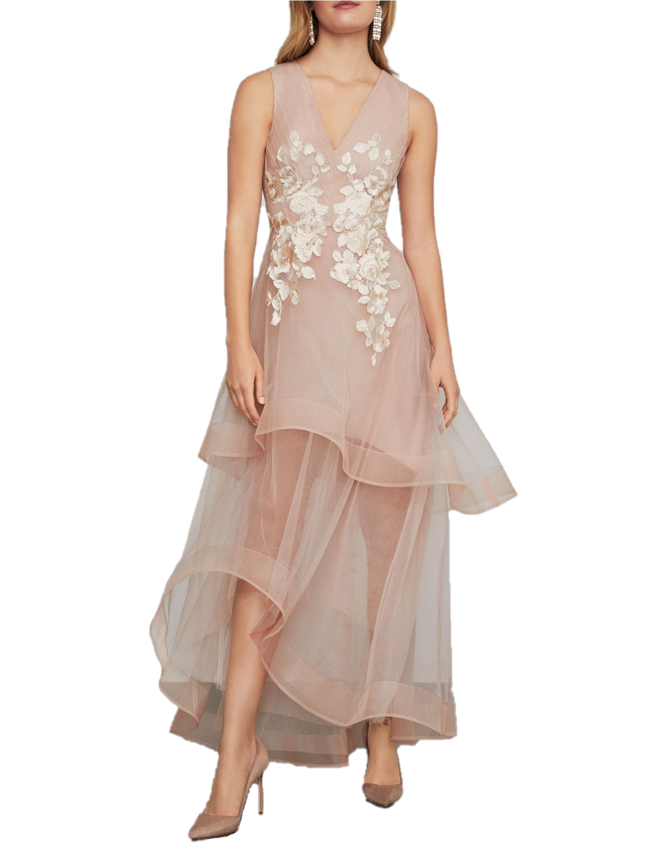 Metallic Applique Organza Gown Rose Gold BG