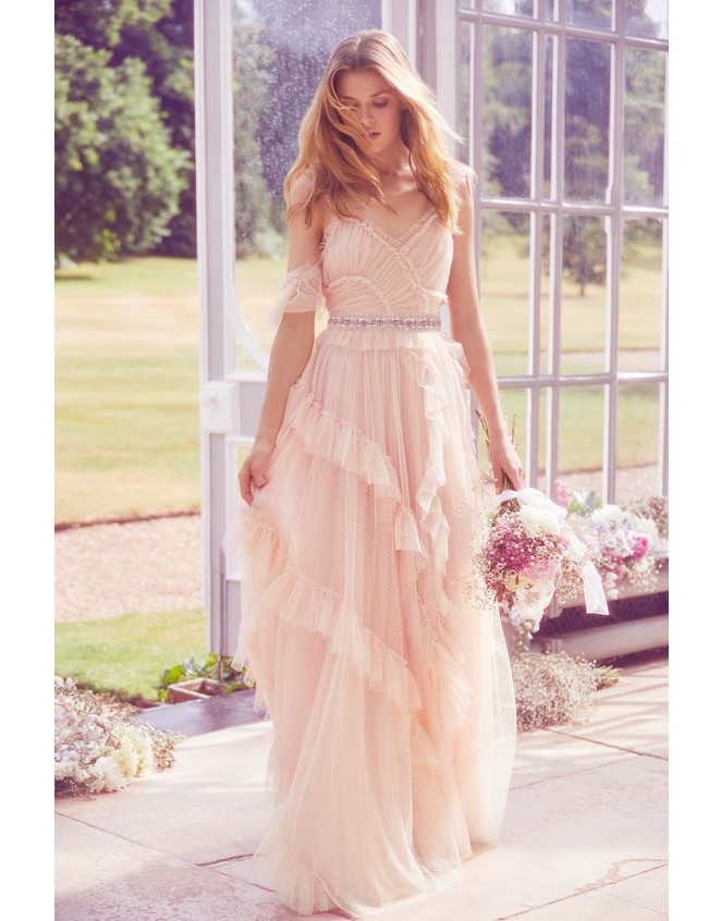 Needle & thread marie shop tiered embellished tulle gown