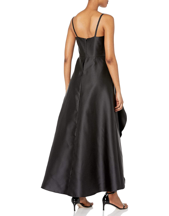 Mikado Crepe Twist front Jumpsuit with Overskirt Black AP