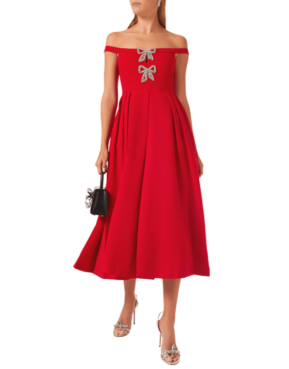 Premium American Crepe Digital Print  Midi Dress With Slash Pocket