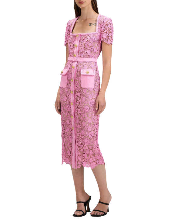 lilac guipure lace midi dress Lilac Guipure Cut-Out Midi Dress FARM Rio