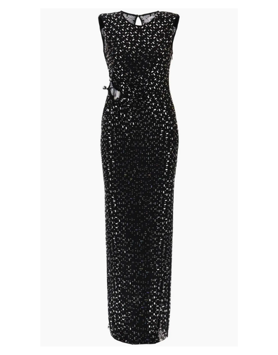Effy Rhinestone Cutout Maxi Dress in Black