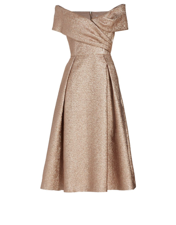 rose gold jacquard dress Alex Evenings Petite Long Jacquard Dress Rose Gold / 8P main image 0