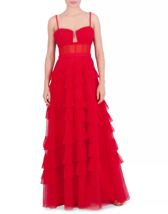 Bcbg red best sale ruffle dress