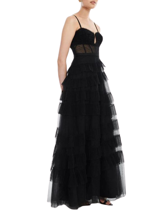 BCBG MAXAZRIA Oly Tiered Corset Tulle Gown - Dresses