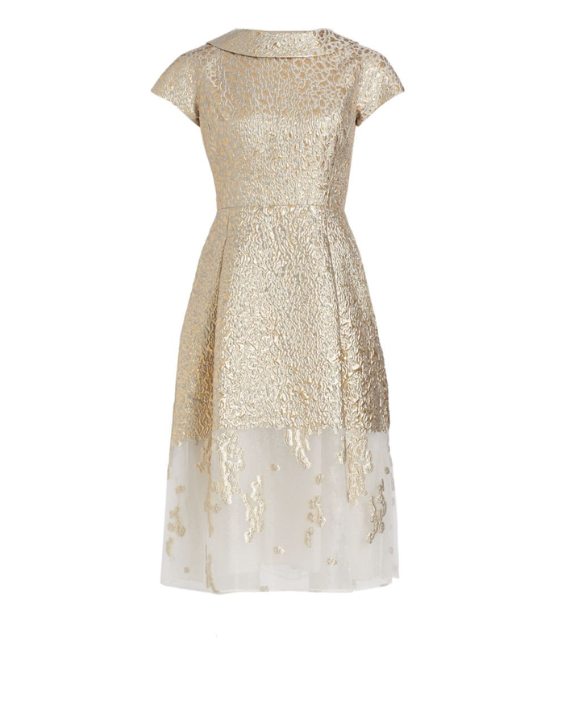 sachin and babi light blue dress Badgley Mischka Metallic Jacquard Cocktail Dress - Coral