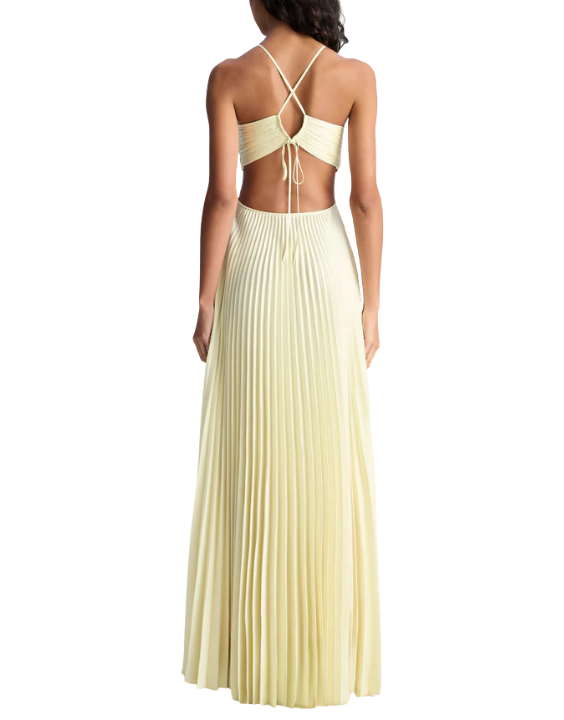 knee length dresses for ladies Moira Satin Pleated Maxi Dress