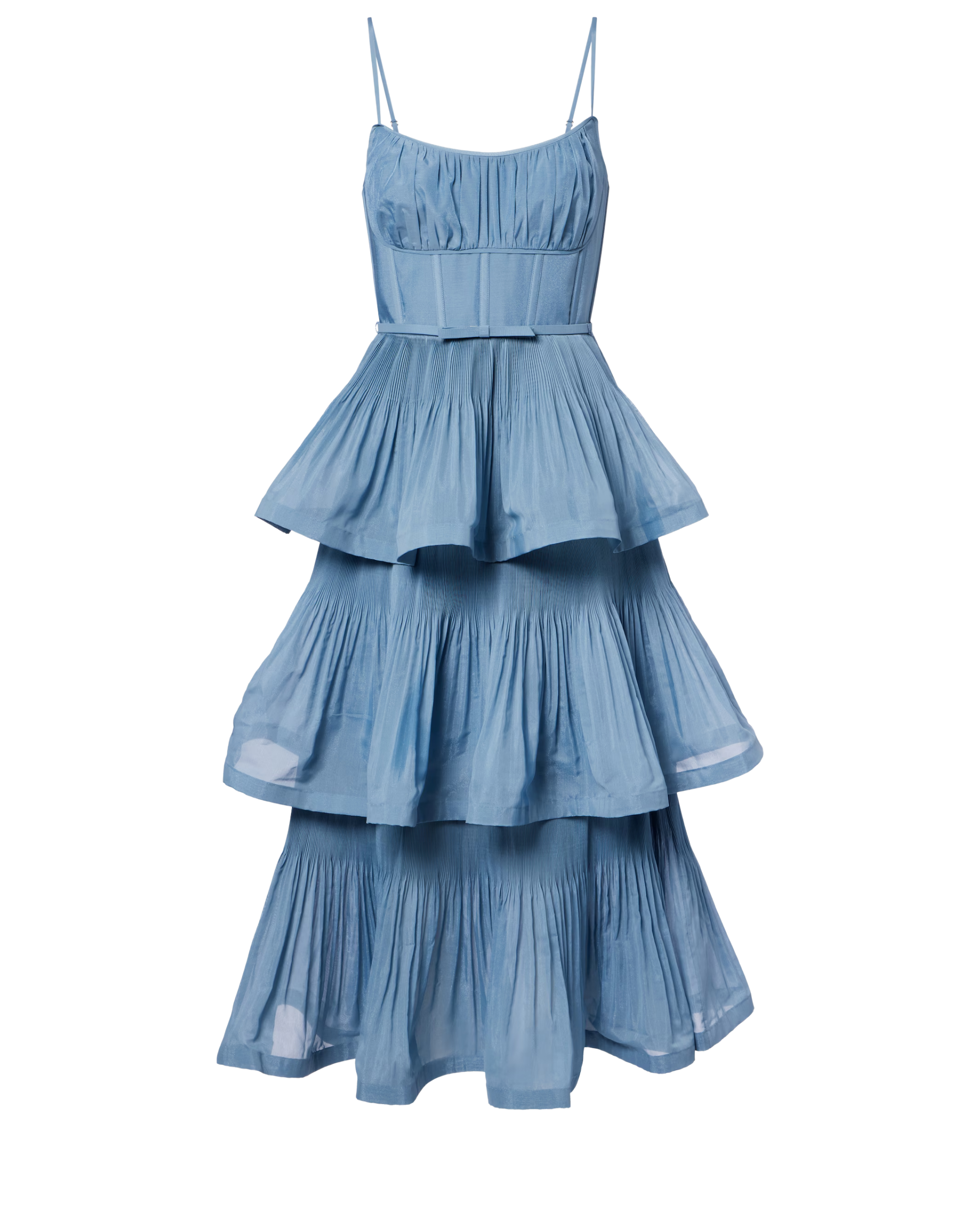 knee length dresses for ladies Tiered Midi Dress with Bow-Tie Sleeves – English Factory main image 0