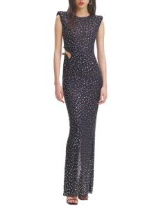 Rhinestone Cutout Maxi Black