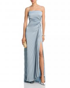 Layla Pleated Gown Steel Blue
