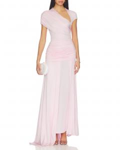 Pink Jersey Draped Maxi Gown